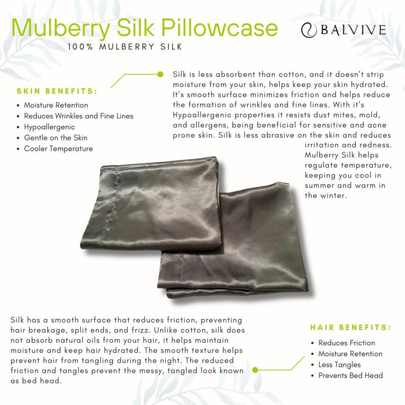 100% MULBERRY SILK PILLOWCASE (2 pillowcases)